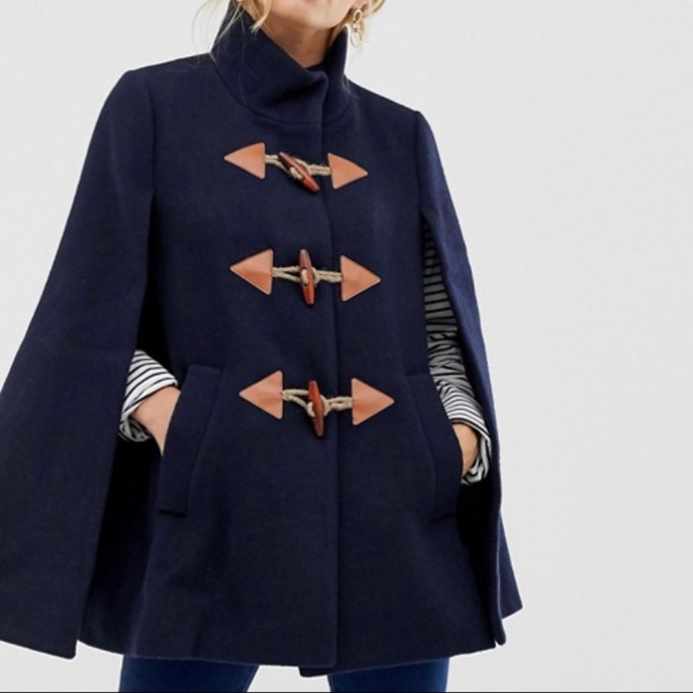J.Crew NWOT Navy Blue Wool Cape / Coat